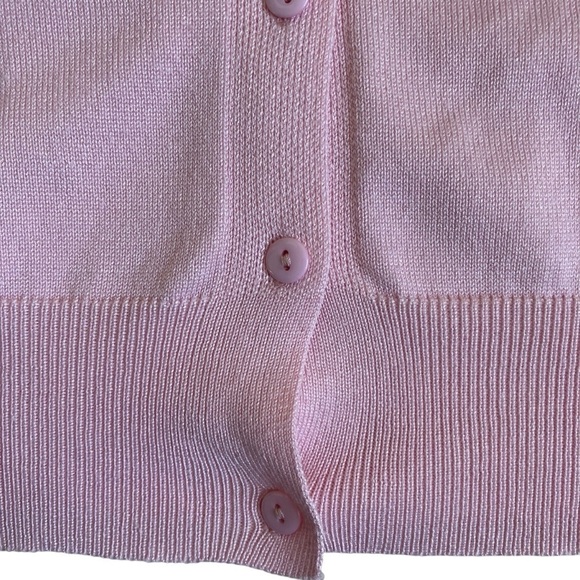 Curlbiuty Light Pink Cardigan with Embroidered Cherries Buttons Down Size 1X - Picture 6 of 15